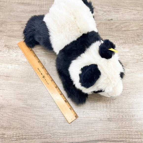 Steiff Manschli Black White Panda Bear Plush Toy Laying Down - Picture 3 of 13